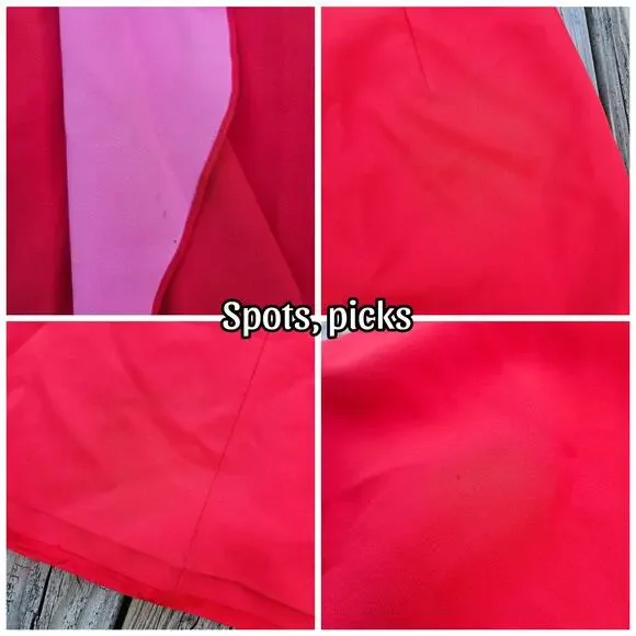 Cut Out Halter Dress BCBGMaxAzria Maryssa Size 10 Red/Orange Pink Stretch Ruffle - Picture 8 of 11